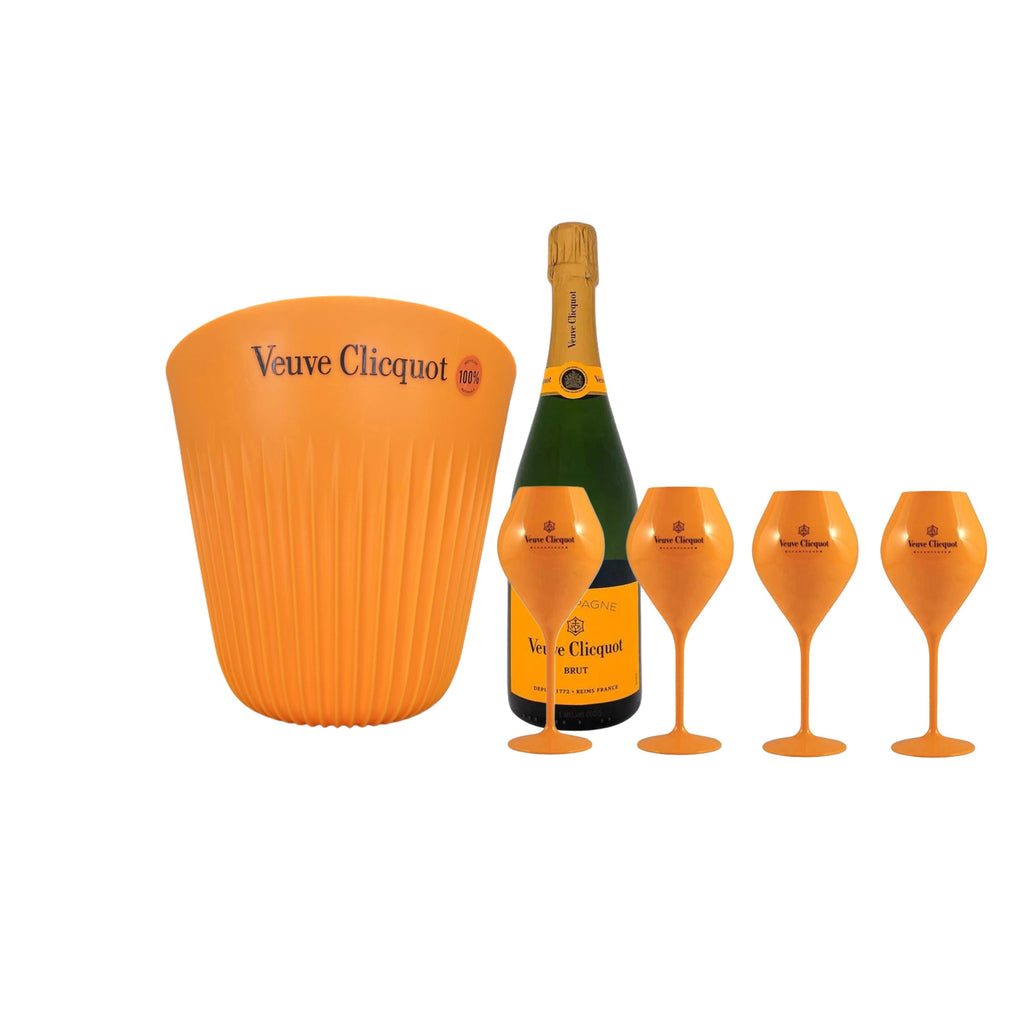 Veuve Clicquot Luxus-Set – Champagner Brut, Kühler & Gläser