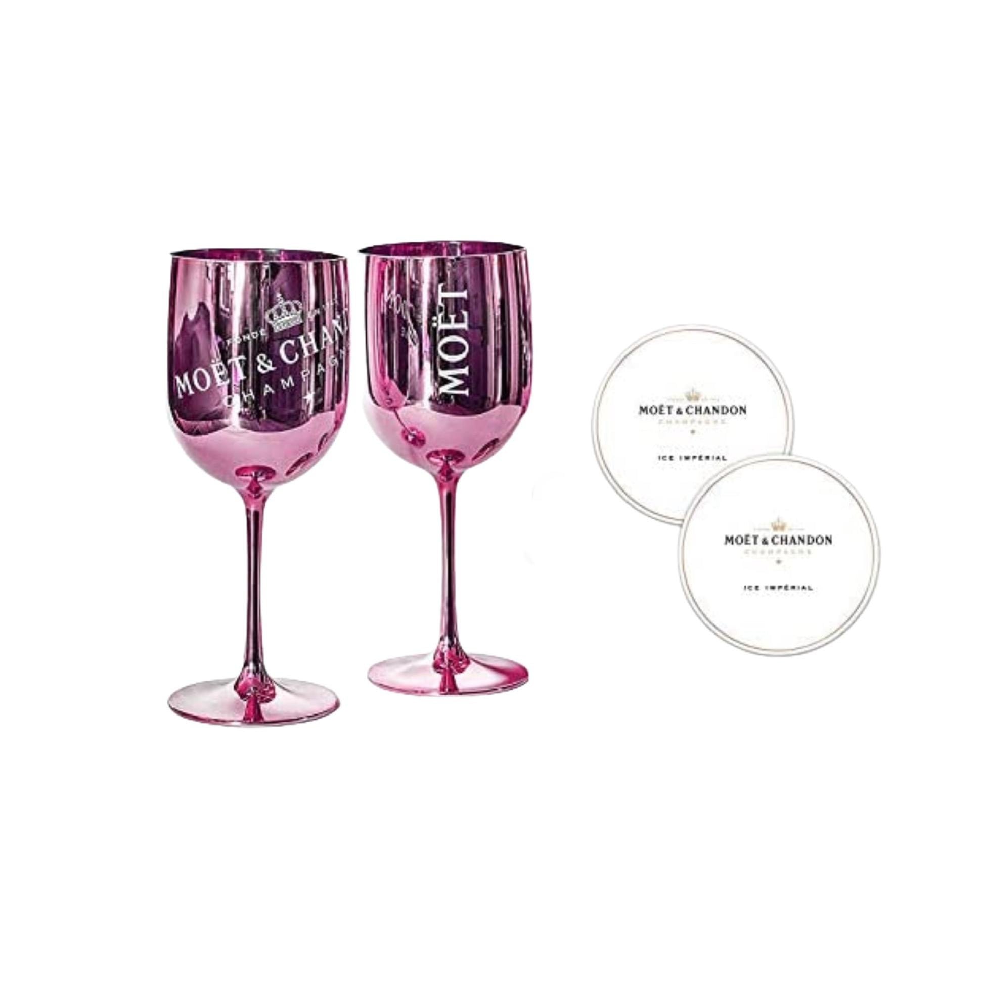 Moët & Chandon Gläser (2 Stück) – Acryl Glitzer-Pink
